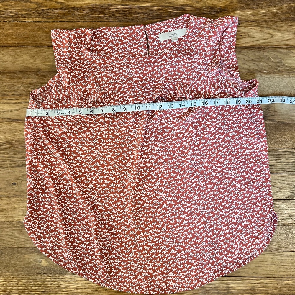 LOFT Terracotta Leaf Print Blouse - Picture 8 of 10